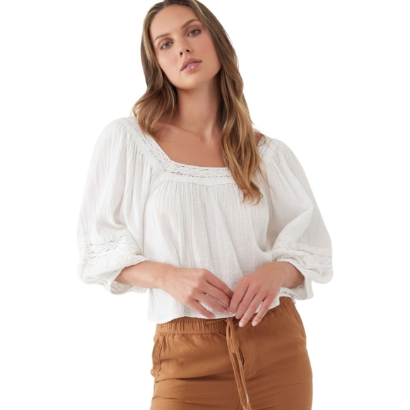 O'Neill White Doreen Top, XL, Peasant, Beach,Boho, Summer, Cottagecore - Picture 1 of 9